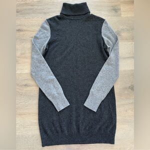 Equipment Femme Oscar Cashmere Turtleneck Colorblock Grey Sweater Dress